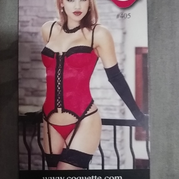 red satin and lycra bustier. - Picture 2 of 6